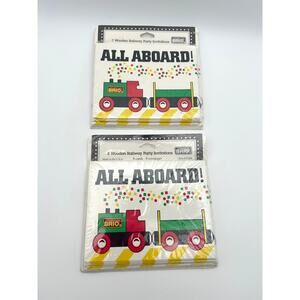Vintage Brio Wooden Train Party Invitations Lot 2 (16 Total) 90s New Old Stock